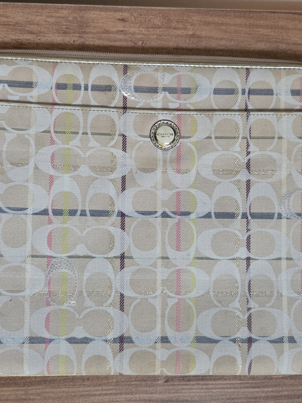 Coach Neutral PLAID 14 Inch LAPTOP TABLET BAG/COVER LIKE NEW